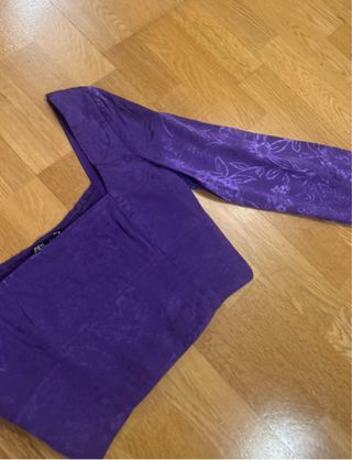 Blusa Zara Morada Satinada Manga Larga