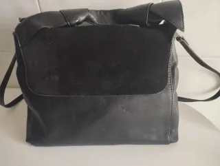 Bolso negro piel y ante