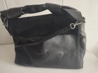 Bolso negro piel y ante