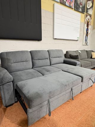 Sofá Cama Chaise Longue Emma 238x153cm Negro