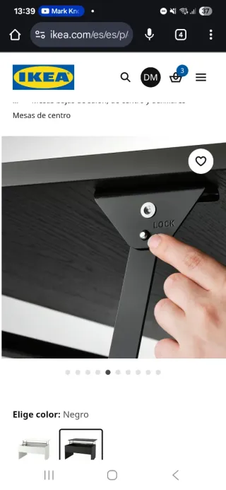 Mesa de centro elevable IKEA ÖSTAVALL negra