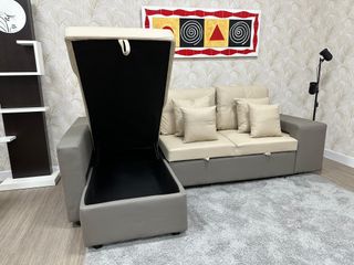 Sofá Cama Nuevo con Pufs y Cojines