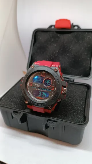 Reloj Deportivo Digital Negro y Rojo
