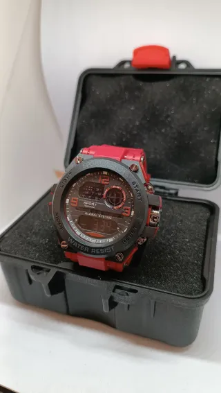 Reloj Deportivo Digital Negro y Rojo