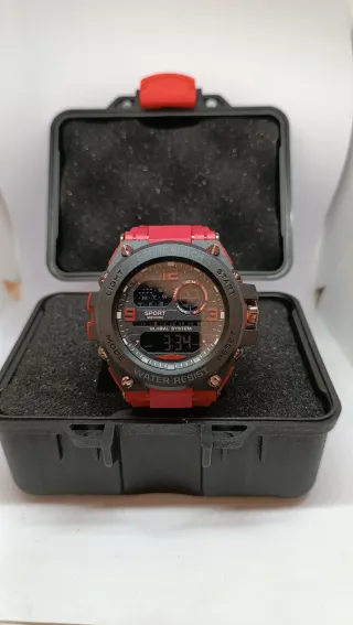 Reloj Deportivo Digital Negro y Rojo
