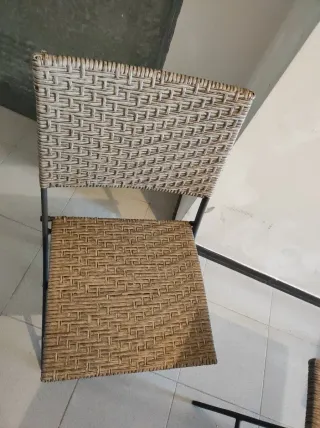 Mesa y 2 sillas terraza mimbre