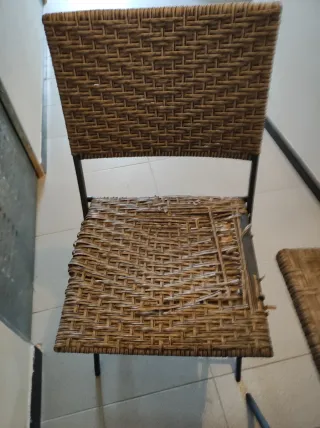 Mesa y 2 sillas terraza mimbre