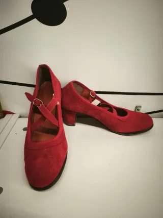 Zapatos Flamenco Ante Rojo Talla 38