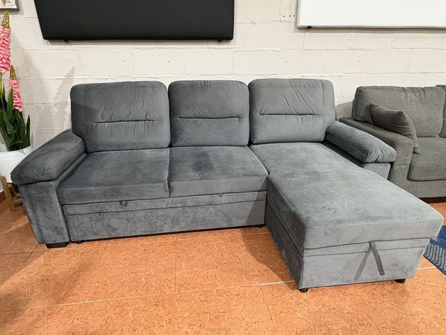 Sofá Cama Chaise Longue Gris 238x153cm