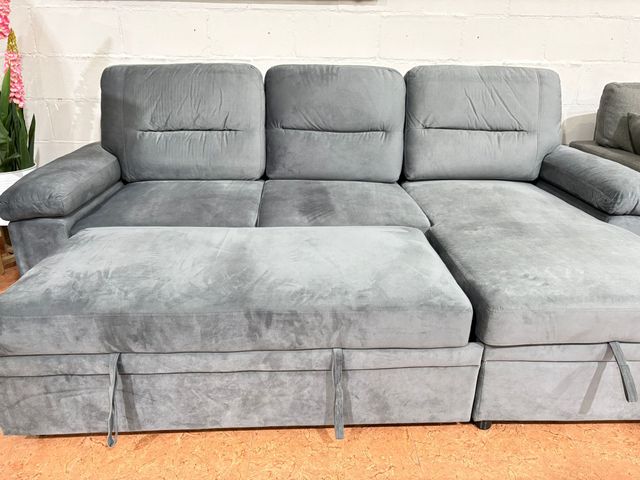 Sofá Cama Chaise Longue Gris 238x153cm