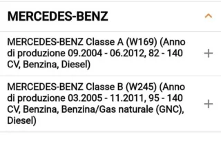 Pastiglie Anteriori Mercedes Classe A/B w169/w245