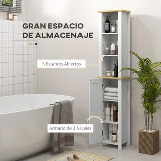 Columna de Baño Blanca y Madera