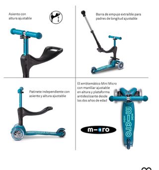 Patinete Mini Micro 3en1 Deluxe Plus Azul