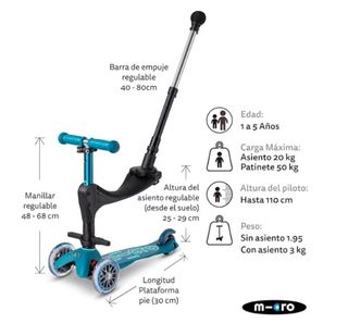 Patinete Mini Micro 3en1 Deluxe Plus Azul