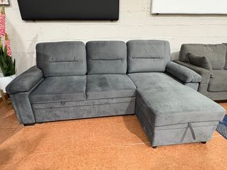 Sofá Cama Chaise Longue Gris 238x153cm