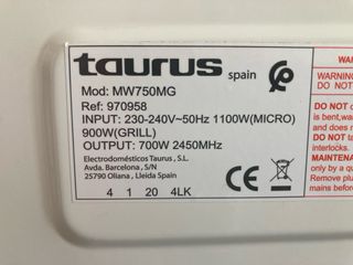 Microondas Taurus Ready Grill 700W 20L (con caja)