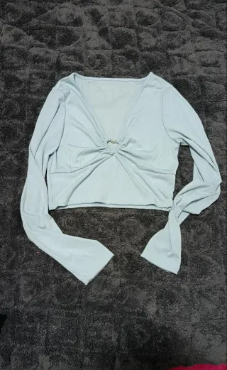 Top manga larga corazón