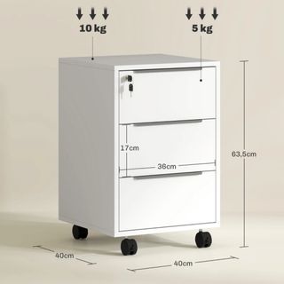 Cassetto da ufficio con 3 cassetti bianco