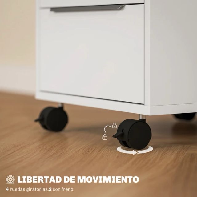 Cajonera de oficina 3 cajones blanca