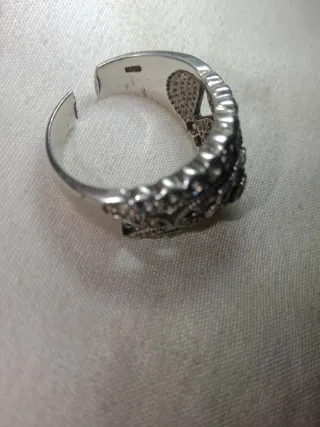 Anillo Plata Ajustable Piedras Preciosas