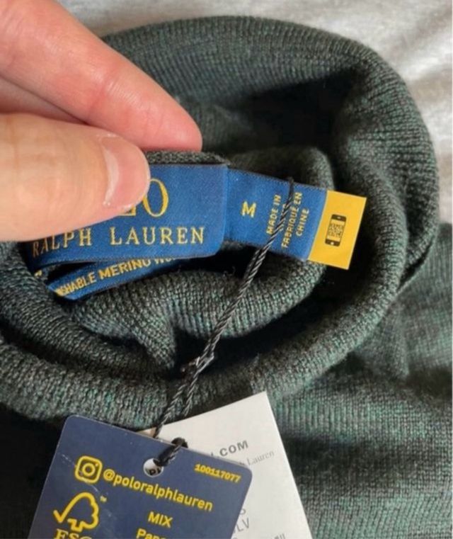 Jersey Cuello Alto Polo Ralph Lauren Verde Talla M