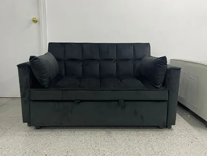 BARATO Sofá Cama Fuji Negro Terciopelo Nuevo