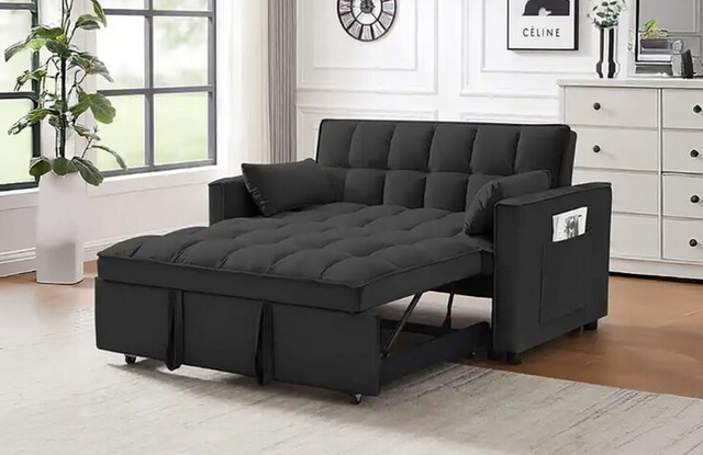 BARATO Sofá Cama Fuji Negro Terciopelo Nuevo