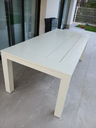 Mesa madera 200x100cms esmaltada color marfil/beig