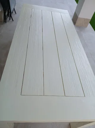 Mesa madera 200x100cms esmaltada color marfil/beig