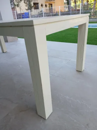 Mesa madera 200x100cms esmaltada color marfil/beig