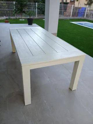 Mesa madera 200x100cms esmaltada color marfil/beig