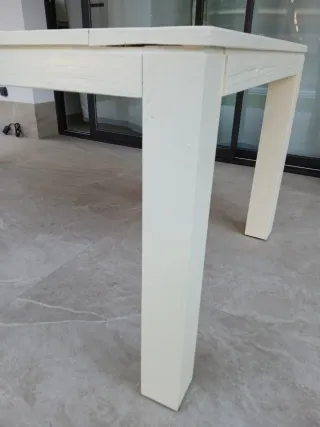 Mesa madera 200x100cms esmaltada color marfil/beig