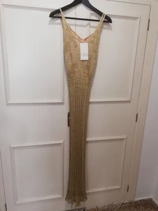 Vestido fiesta Zara dorado