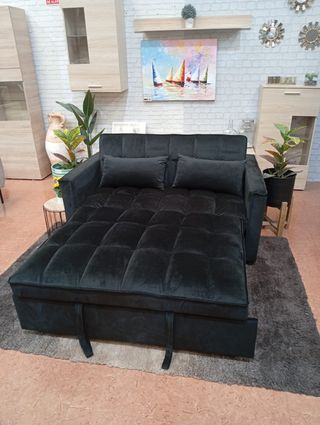Sofá Cama 138 cm Terciopelo Negro