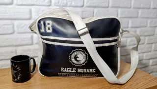 Bolso bandolera Eagle Square negro y blanco