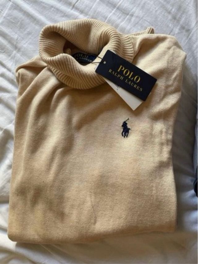 Jersey Polo Ralph Lauren cuello alto beige M/L