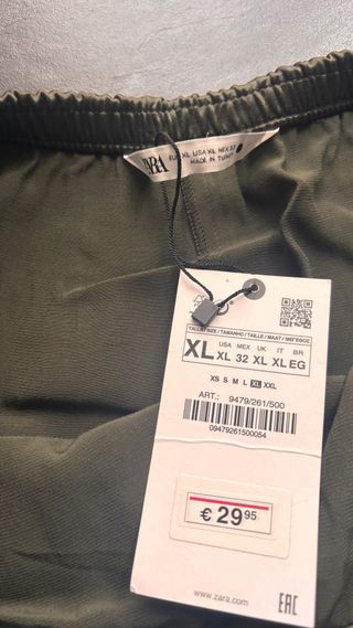 Falda satinada Zara verde oliva