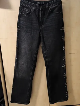 Stradivarius Jeans Talla 36 Negros con Detalles