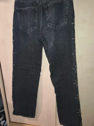 Stradivarius Jeans Talla 36 Negros con Detalles