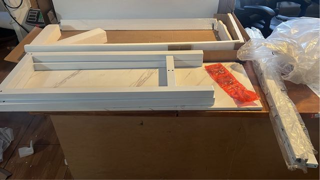 Mesa Barra Blanca Marmol Metal