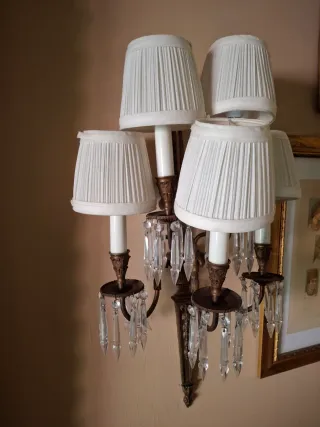 2 apliques pared antiguos 5 bombillas