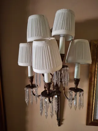 2 apliques pared antiguos 5 bombillas