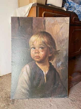 Cuadro antiguo niño llorando