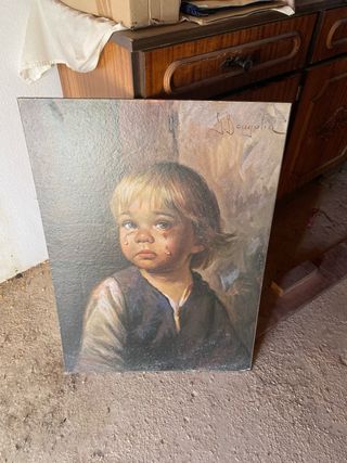 Cuadro antiguo niño llorando