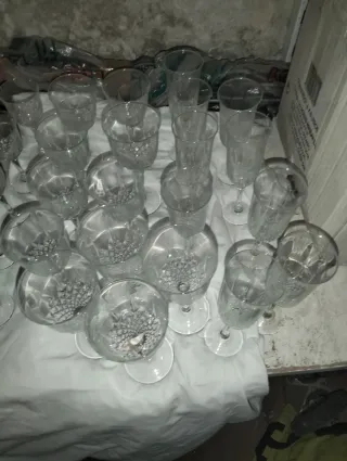 Copas de cristal nuevas sin usar