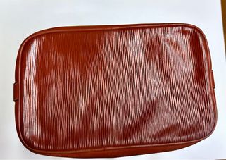 Bolsos saco de piel tipo bucket marrón - rojo