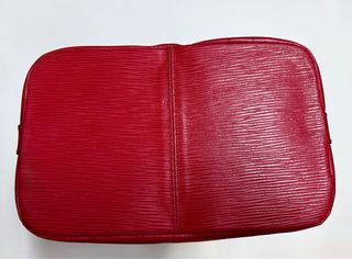 Bolsos saco de piel tipo bucket marrón - rojo