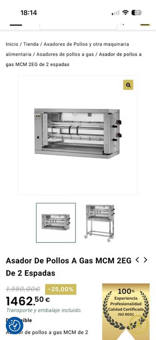 Asador de pollos a gas MCM 2EG