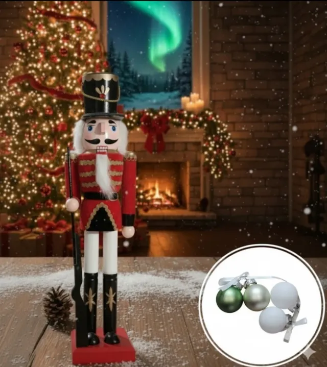 Soldado Natalino 50cm + 4 Bolinhas Decorativas