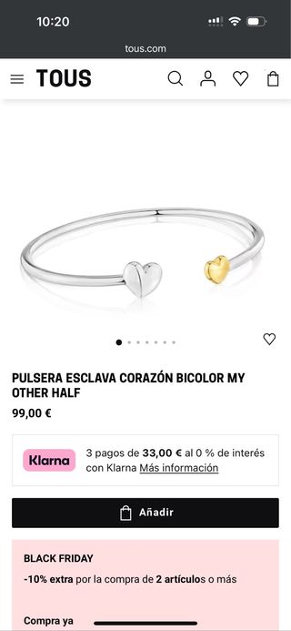 Pulsera Tous Plata 2 Corazones